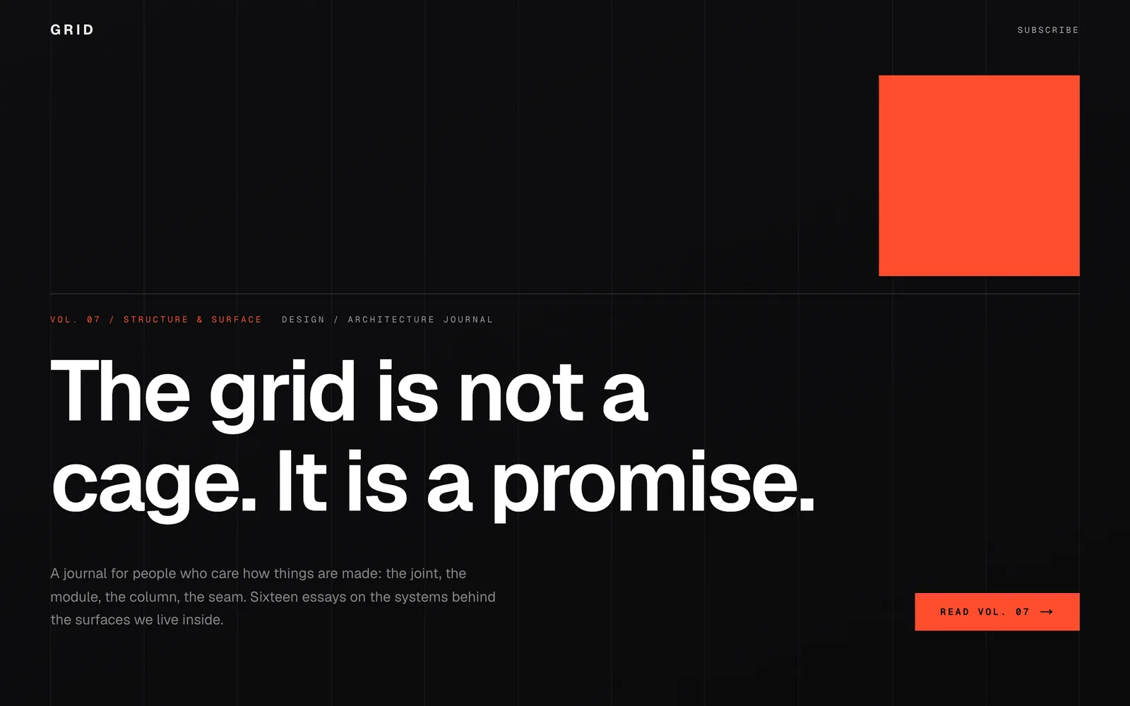 GRID, A journal of design and architecture. Systems, surfaces and the space between.