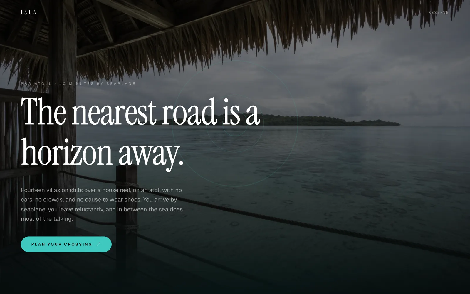 Isla, Fourteen overwater villas on a private atoll. Aqua, buoyant, off the grid.