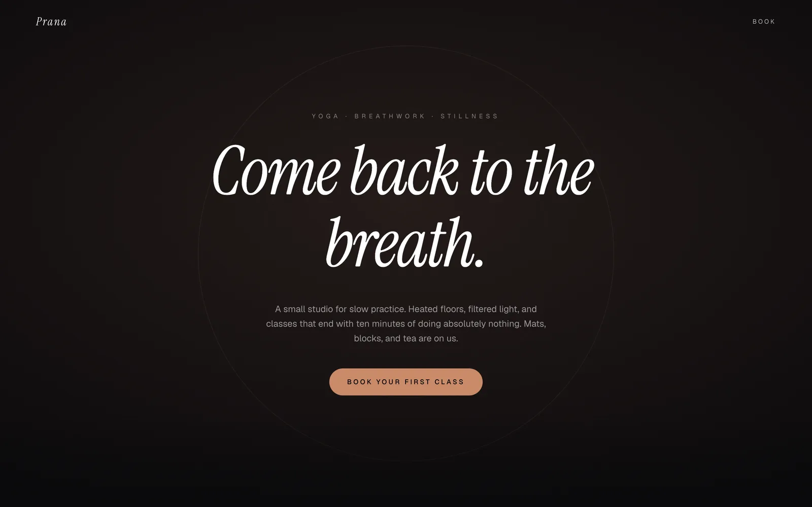 Prana, A yoga and breathwork studio. Slow mornings, long exhales, and a room that holds you.