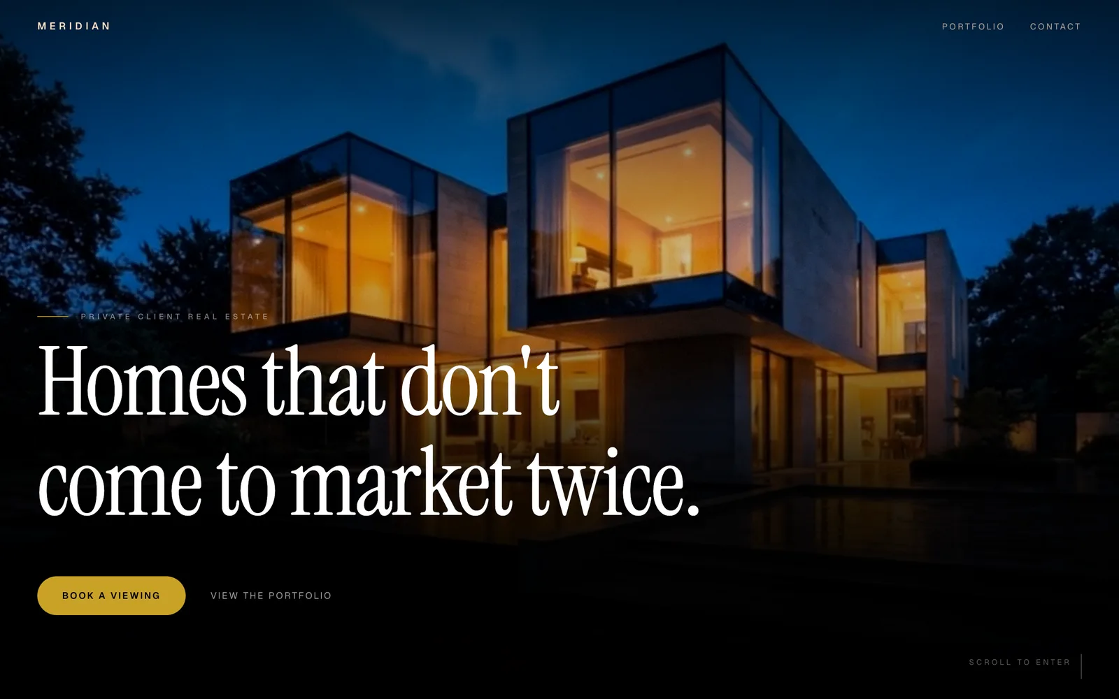Noir, Cinematic, dark, and built to make eight-figure listings feel inevitable.