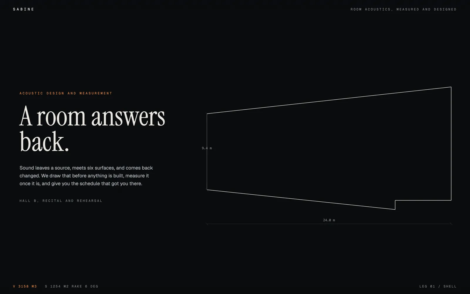 Sabine, An acoustic design practice: the room drawn in section, and the sound drawn with it.