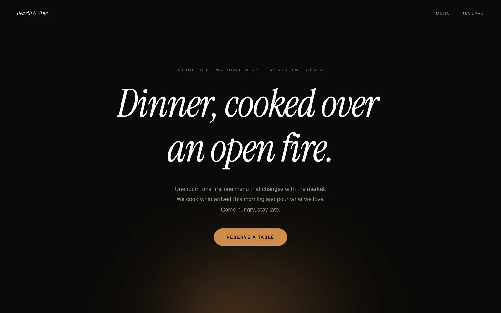 Table, A restaurant set like a printed carte. The menu is the design; reservations are the only ask.